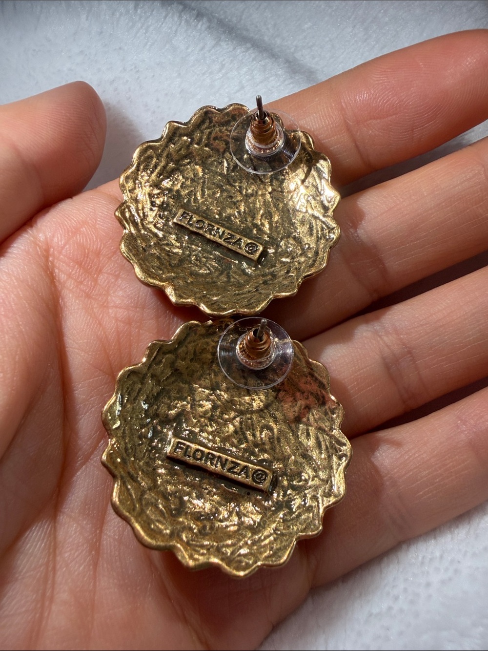 Gold-Tone Filigree Brooch Pair with Purple Cabochons - Picture 2 of 5